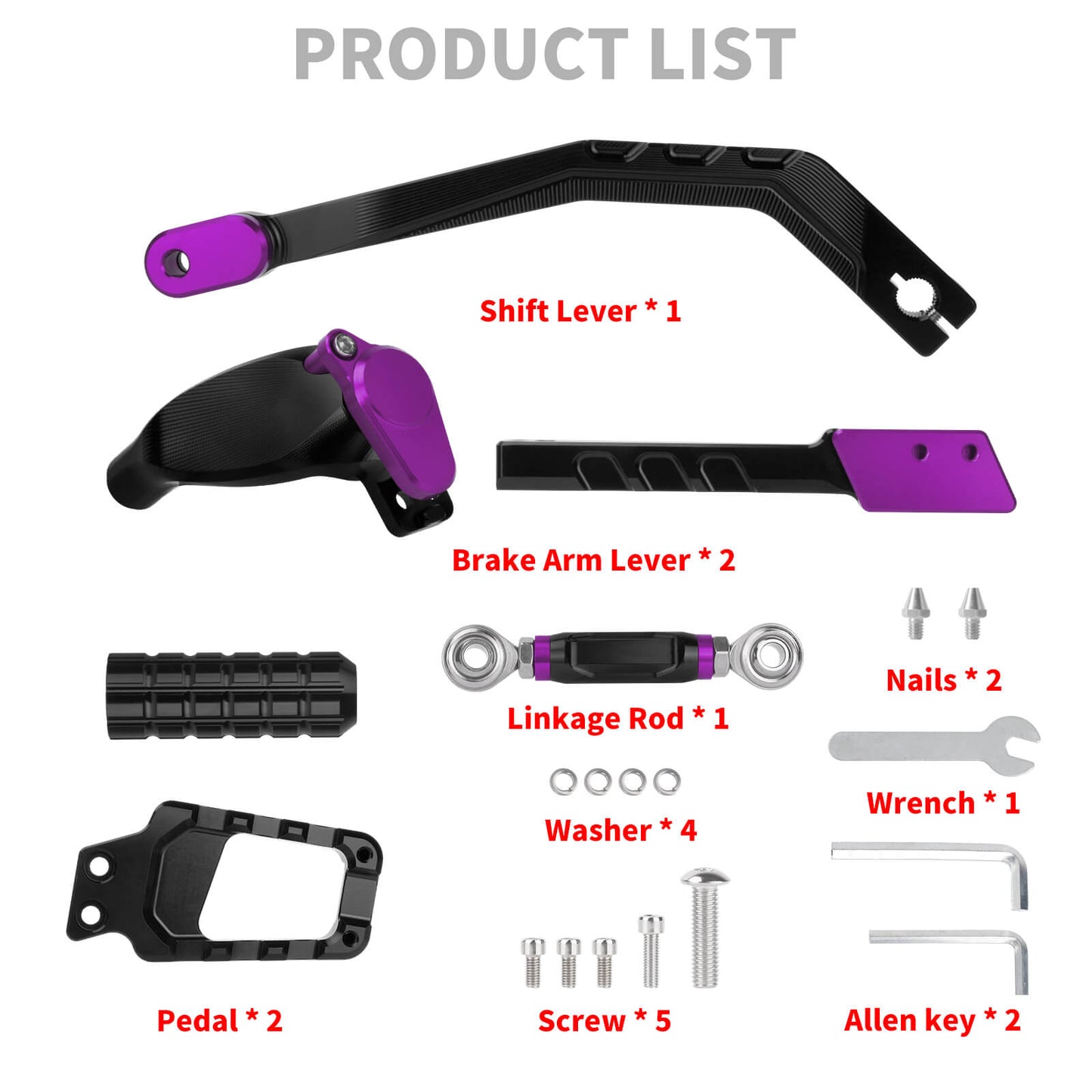 PE019004 HCmotorku Anodized Purple Mid Foot Control Set with Linkage for Harley Product List