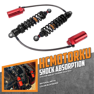 SU000103_HCmotorku_Red Remote Adjustable Reservoir Rear Shcoks Absorber Suspension For Harley Touring ‘14-’25 Road Glide Road King Street Glide