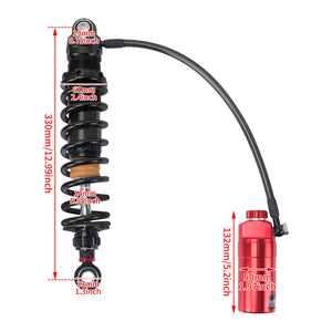 SU000103_HCmotorku_Red Remote Adjustable Reservoir Rear Shcoks Absorber Suspension For Harley Touring ‘14-’25 Road Glide Road King Street Glide Size