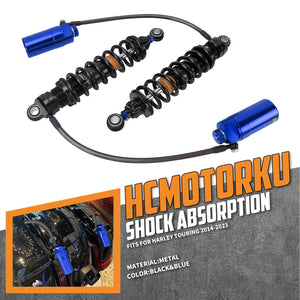 SU000105_HCmotorku_Blue Remote Adjustable Reservoir Rear Shcoks Absorber Suspension For Harley Touring ‘14-’25 Road Glide Road King Street Glide