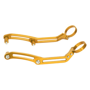 SU0003103 HCmotorku CNC Aluminum Remote Reservoir Shocks Bracket Mounting Clamps-Golden for Harley Touring ‘14-’24 Street Glide Road Glide Road King Electra Glide