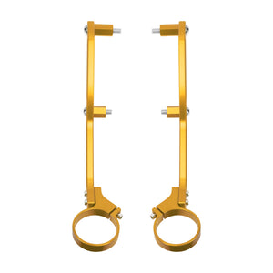 SU0003103 HCmotorku CNC Aluminum Remote Reservoir Shocks Bracket Mounting Clamps-Golden for Harley Touring ‘14-’24 Street Glide Road Glide Road King Electra Glide