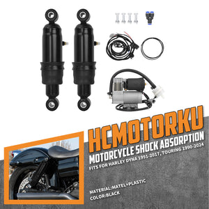 SU000902 HCmotorku Black Air Ride Suspension System for Harley Touring '90-'24 Dyna '91-'17
