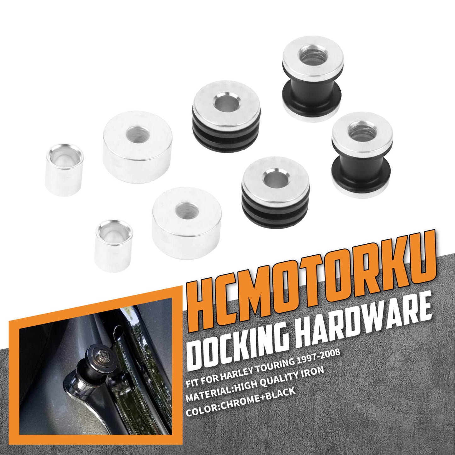 TH004202_HCmotorku Sissy Bar Luggage Rack Docking Hardware Kit Fit Harley Touring '97-'08