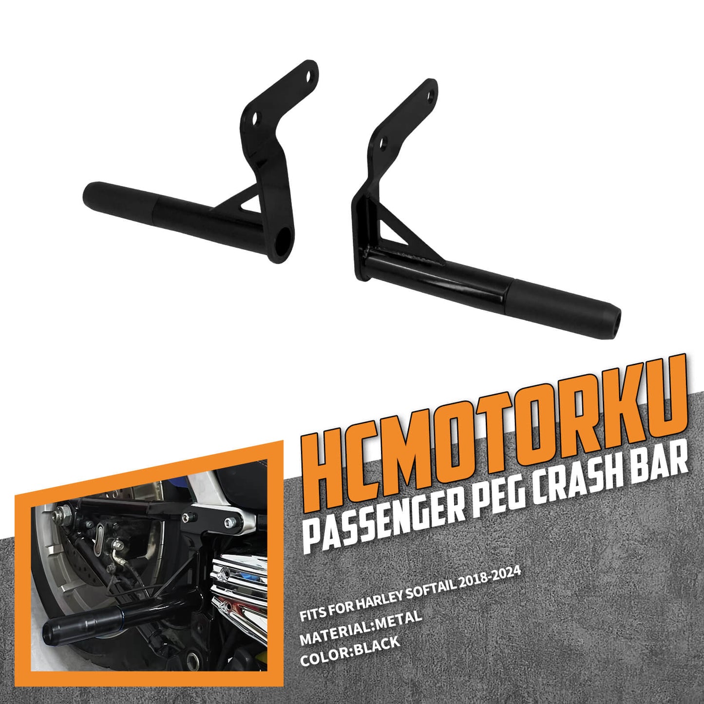 TH028504 HCmotorku Black Rear Crash Bar Fit for Harley Softail 2018-2024