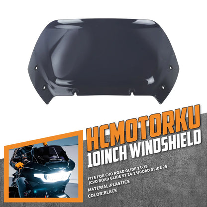 WI003901 hcmotorku Motorcycle 10" Windshield Black For Harley CVO Road Glide 2023