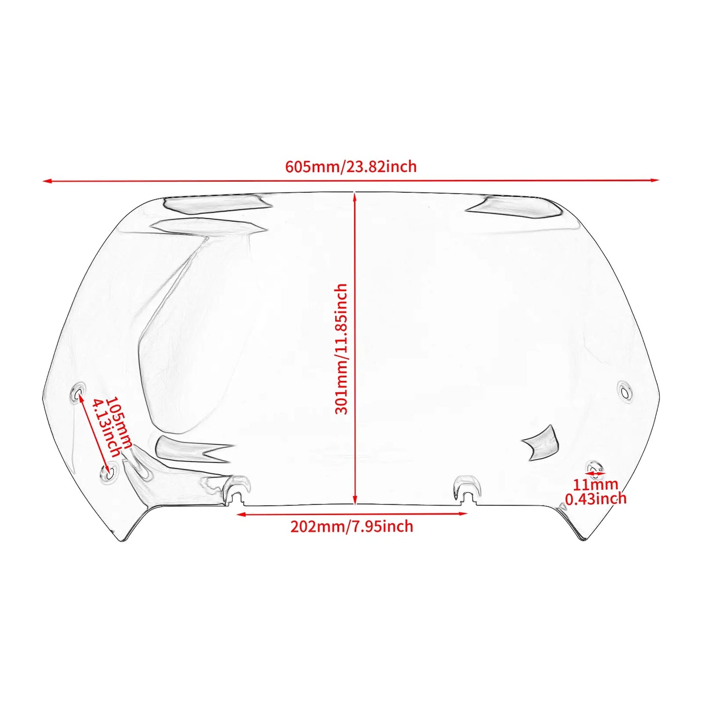 WI003901 hcmotorku Motorcycle 10" Windshield Black For Harley CVO Road Glide 2024 - size