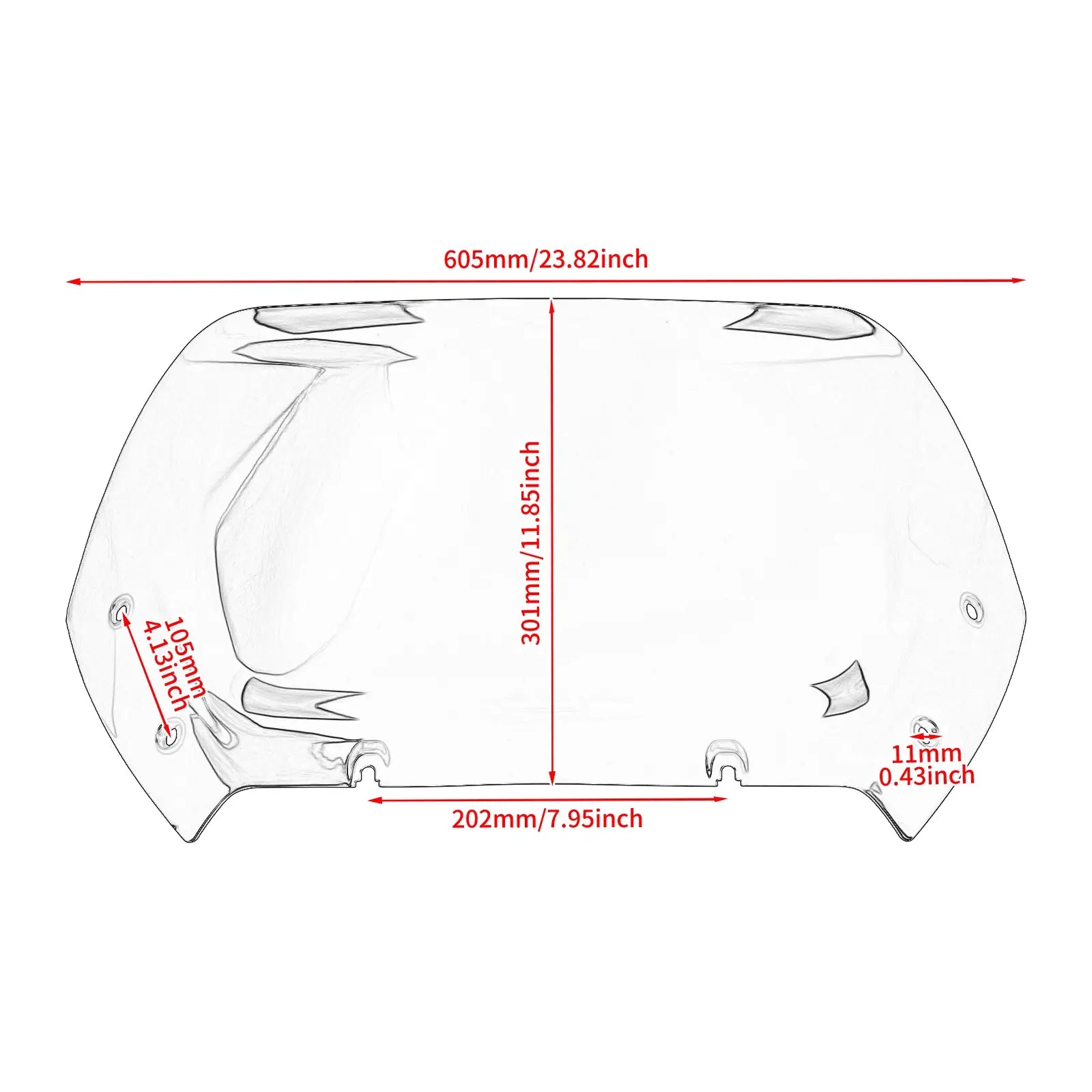 WI003901 hcmotorku Motorcycle 10" Windshield Black For Harley CVO Road Glide 2024 - size