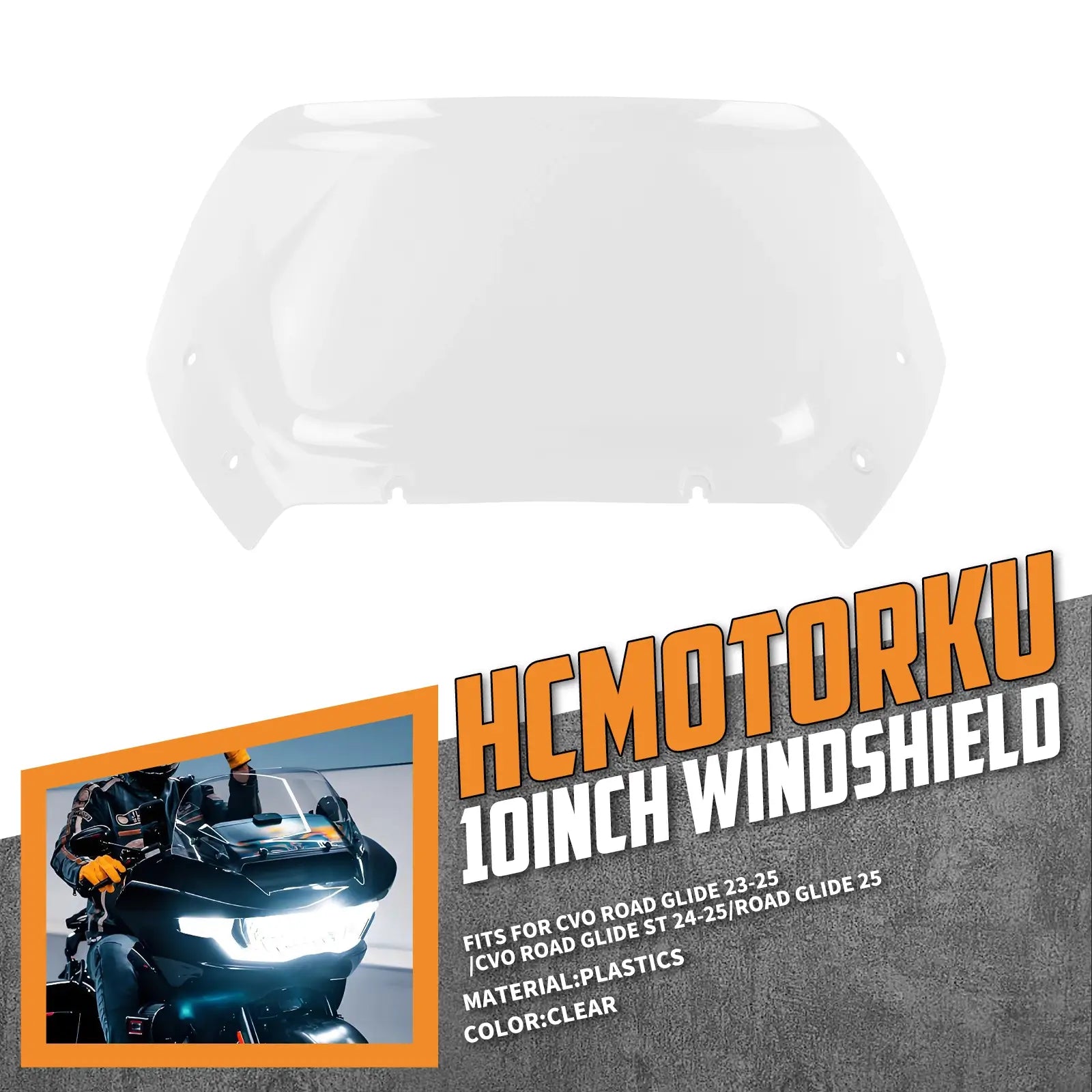 WI003902 hcmotorku 10" Windshield Clear For Harley Road Glide 2023