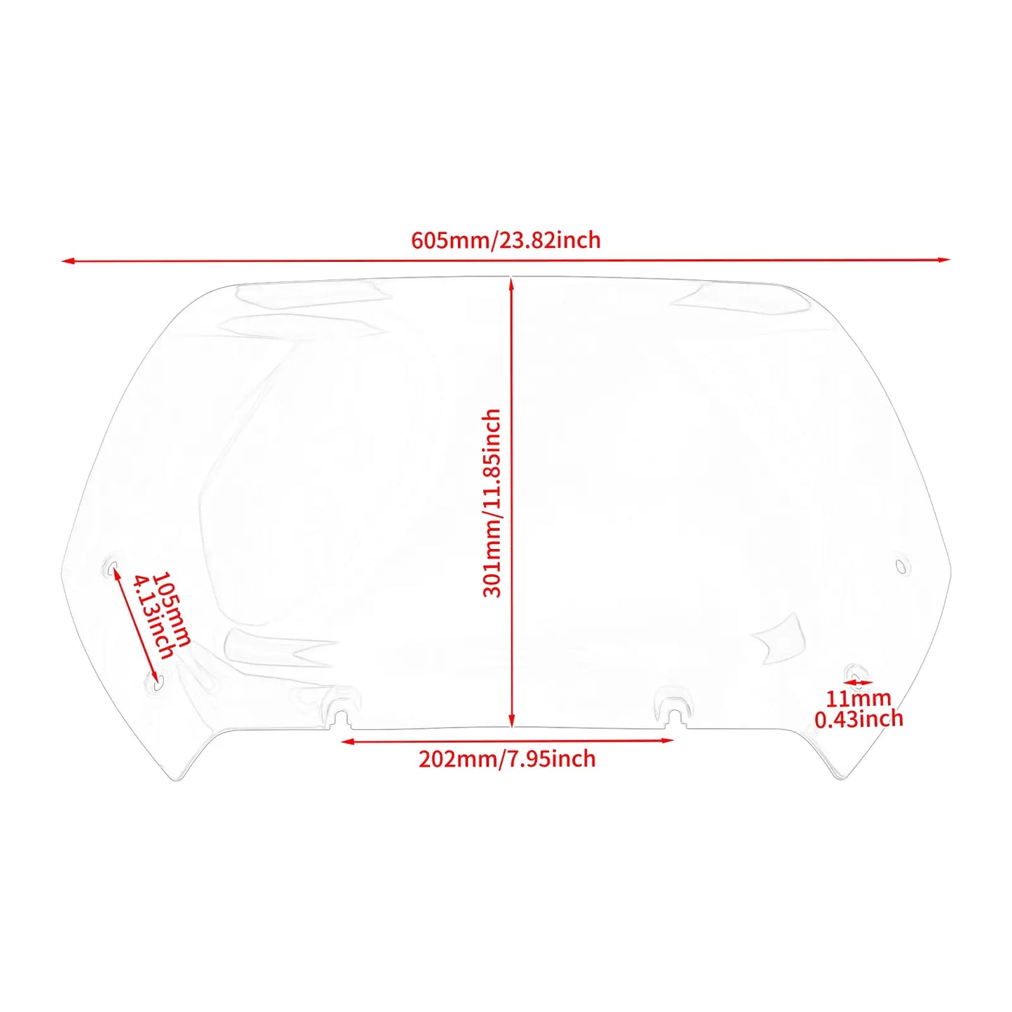 WI003902 hcmotorku 10" Windshield Clear For Harley touring Road Glide 2025 - size