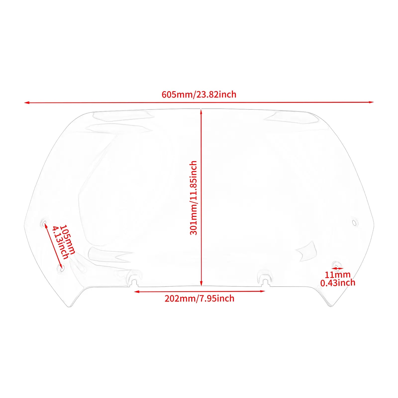 WI003902 hcmotorku 10" Windshield Clear For Harley touring Road Glide 2025 - size