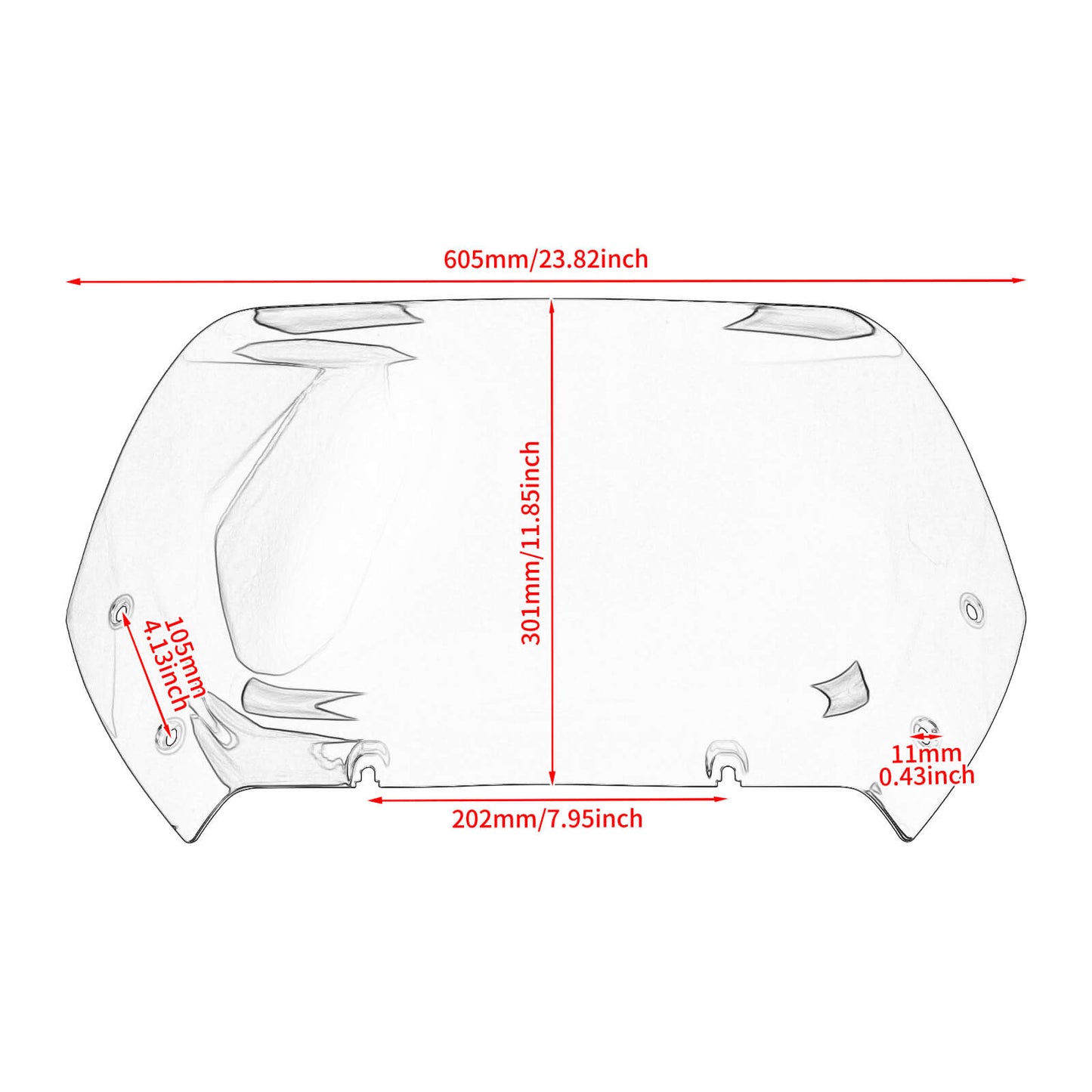 WI003904 hcmotorku harley 10" windshield 2024 road glide - size