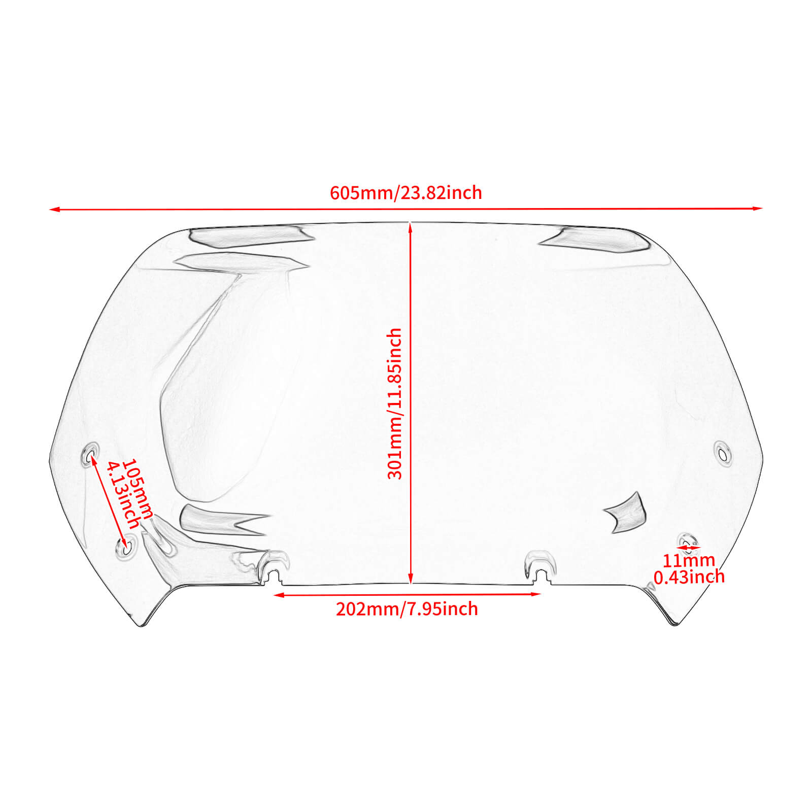 WI003904 hcmotorku harley 10" windshield 2024 road glide - size