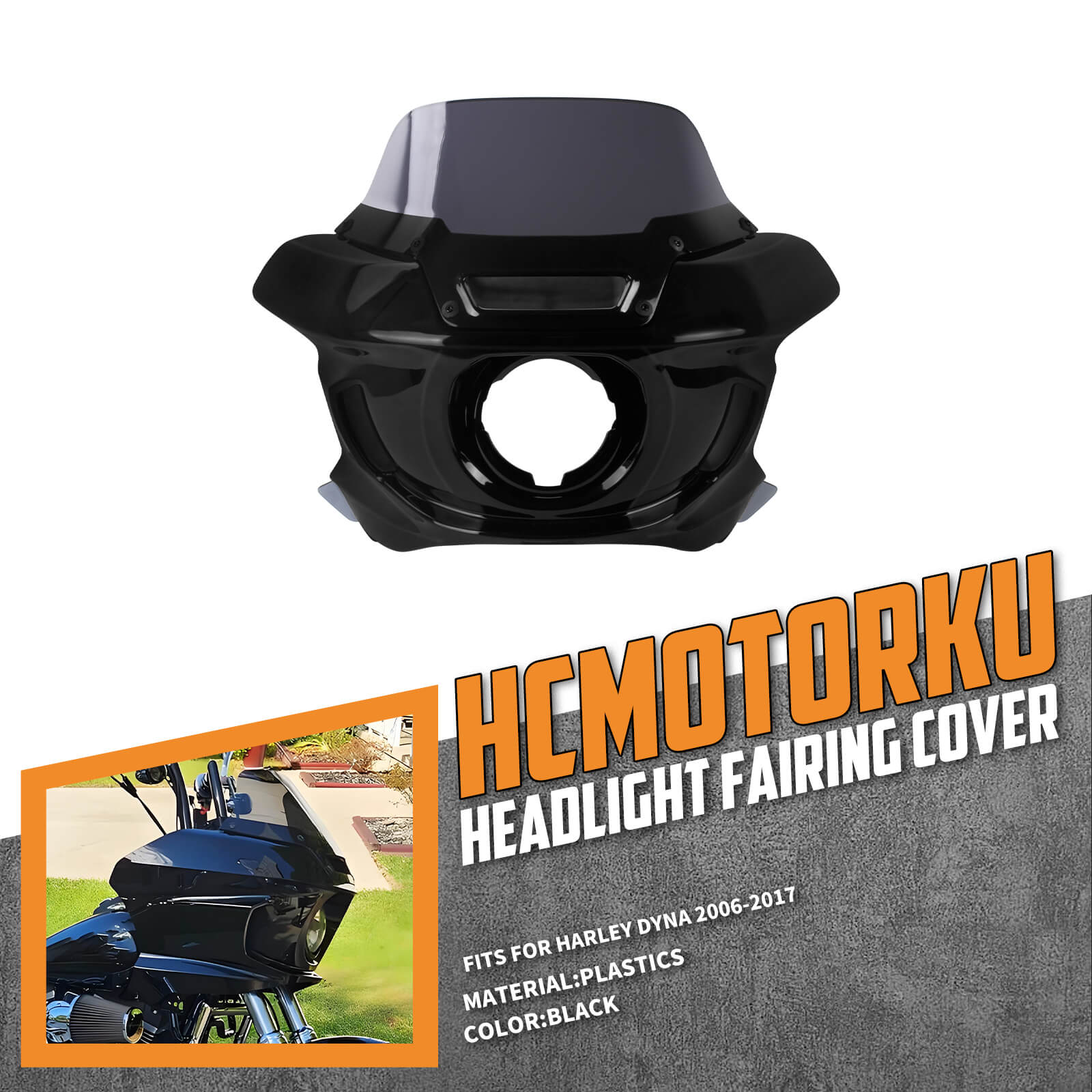 WI004103 HCmotorku Motorcycle Outer Fairing 8” Windshield For Harley Dyna '06-'17 Street Bob Fat Bob