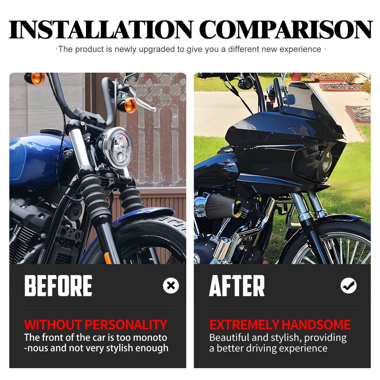 WI004103 HCmotorku Motorcycle Outer Fairing 8” Windshield For Harley Dyna '06-'17 Street Bob Fat Bob