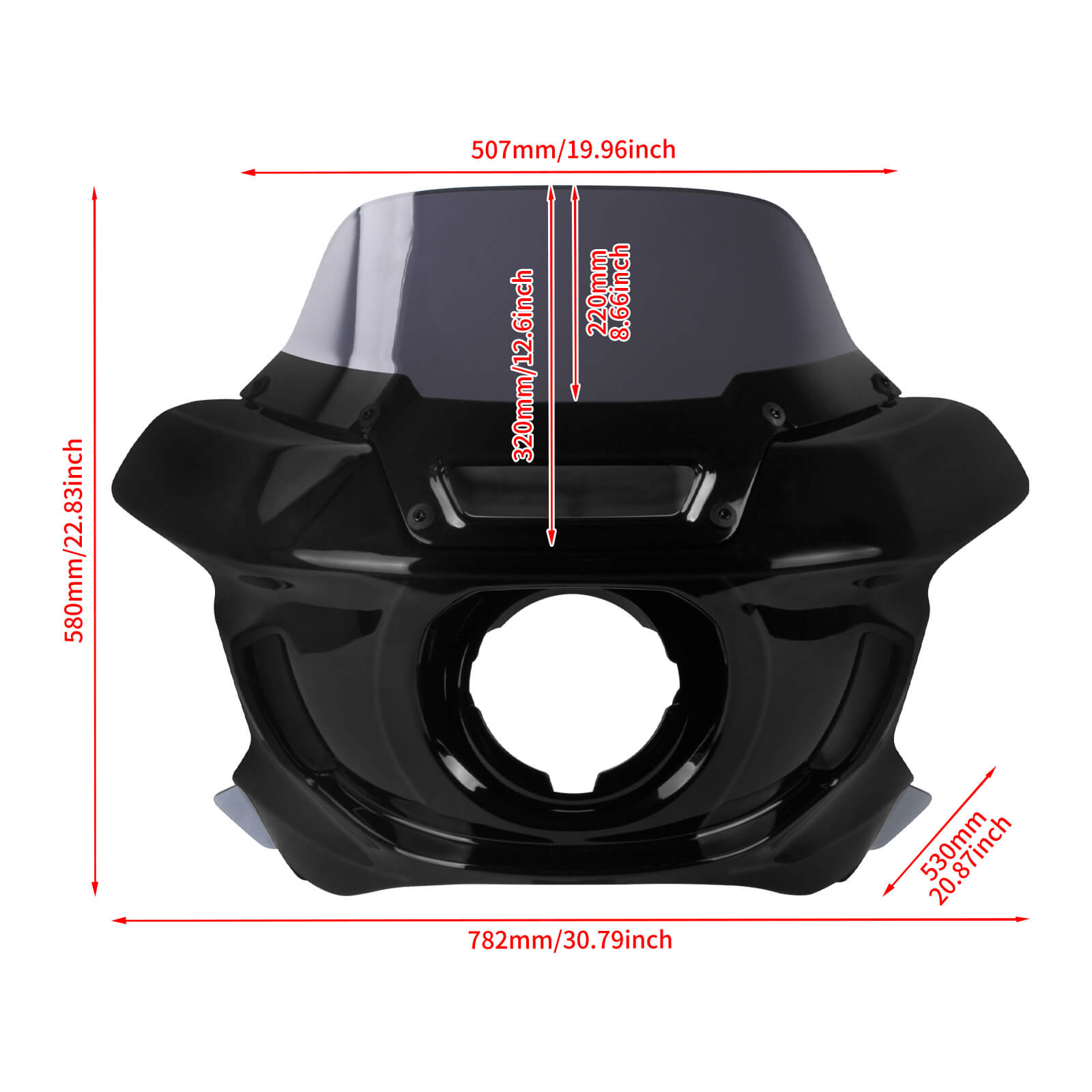 WI004103 HCmotorku Motorcycle Outer Fairing 8” Windshield For Harley Dyna '06-'17 Street Bob Fat Bob Size