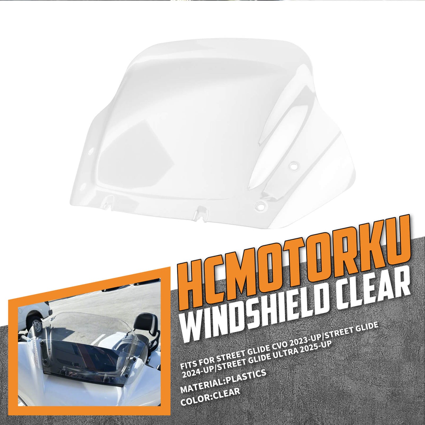 WI004302_HCmotorku_Lucency 14” Windshield Windscreen for Harley Touring Street Glide ’24-Up CVO Street Glide ‘23-Up Installation