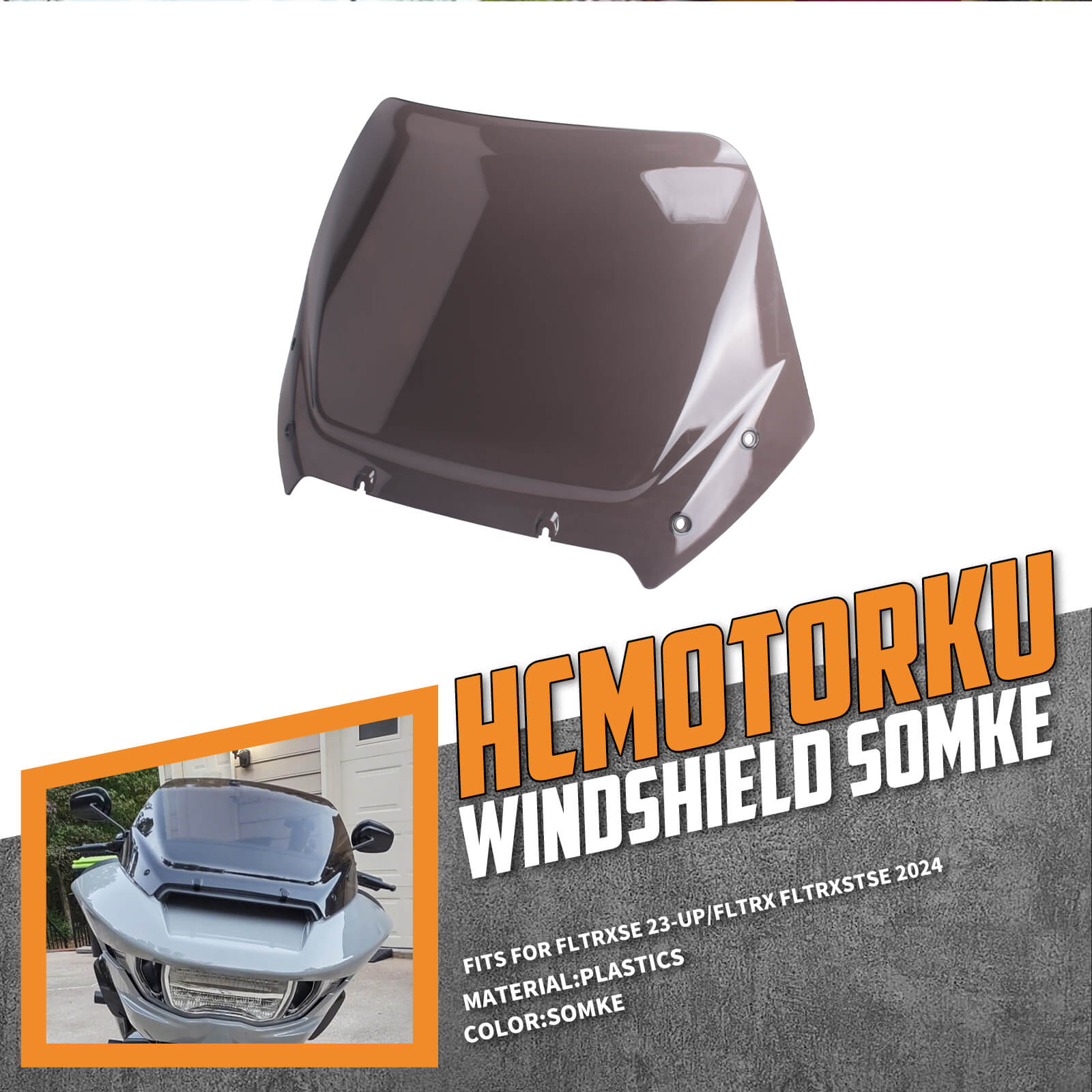 WI004401_HCmotorku_Black 12” Windshield Windscreen for Harley Touring Road Glide ’24-Up  CVO Road Glide ‘23-Up CVO Road Glide ST ‘24-Up