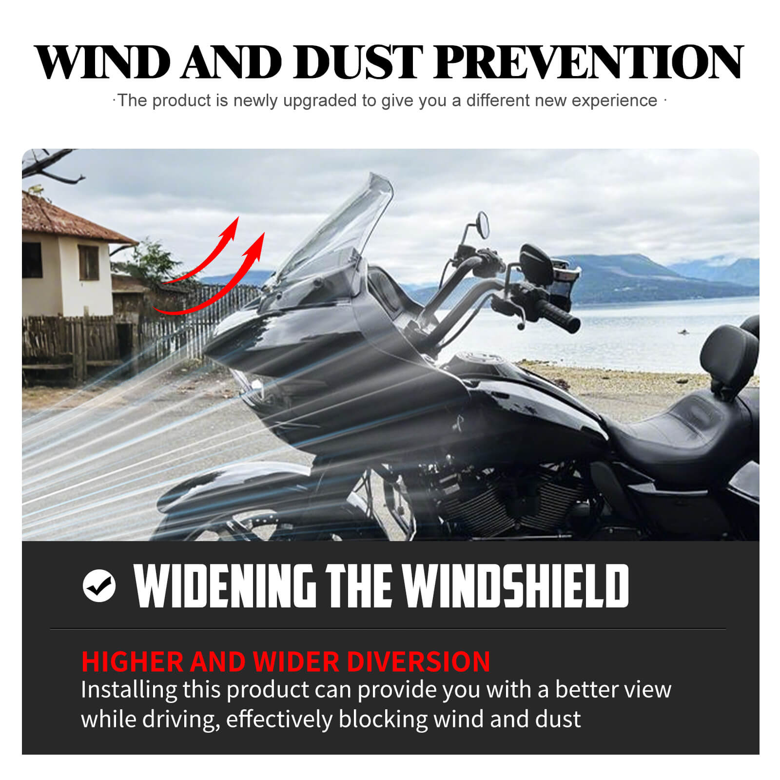 WI004402_HCmotorku_Lucency 12” Windshield Windscreen for Harley Touring Road Glide ’24-Up  CVO Road Glide ‘23-Up CVO Road Glide ST ‘24-Up Effect Picture