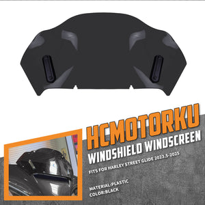 WI005401 HCmotorku Black Motorcycle 10.55” Windshield Windscreen for Harley Street Glide FLHX 24’-25’ FLHXU 2025 CVO Street Glide FLHXRXSE 2023-2025