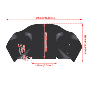 WI005401 HCmotorku Black Motorcycle 10.55” Windshield Windscreen for Harley Street Glide FLHX 24’-25’ FLHXU 2025 CVO Street Glide FLHXRXSE 2023-2025 Size