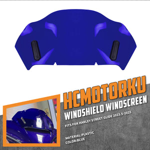 WI005403 HCmotorku Blue Motorcycle 10.55” Windshield Windscreen for Harley Street Glide FLHX 24’-25’ FLHXU 2025 CVO Street Glide FLHXRXSE 2023-2025