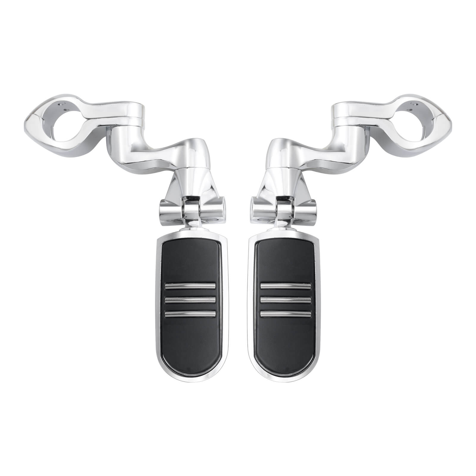 ZH000068 HCmotorku Universal Heavy Duty 1-1/4” Chrome Highway Pegs & Support Mount Fits Harley