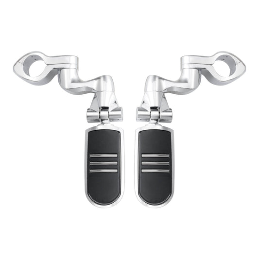 ZH000068 HCmotorku Universal Heavy Duty 1-1/4” Chrome Highway Pegs & Support Mount Fits Harley