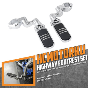 ZH000068 HCmotorku Universal Heavy Duty 1-1/4” Chrome Highway Pegs & Support Mount Fits Harley