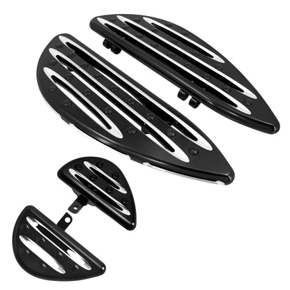 ZH000121 HCmotorku_ CNC Black Footboards Set Front Rear Floorboards for Harley Softail Touring