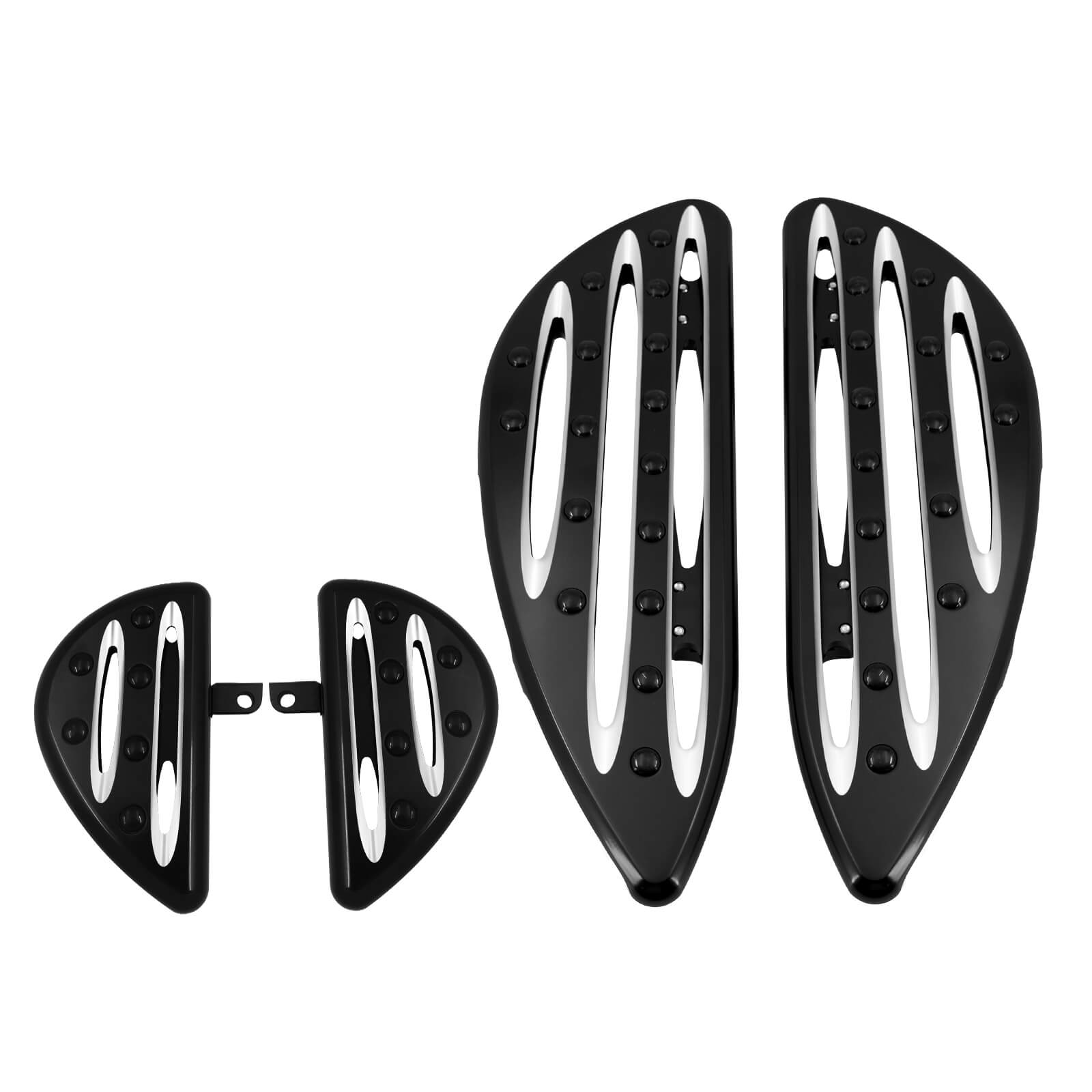 ZH000121 HCmotorku_ CNC Black Footboards Set Front Rear Floorboards for Harley Softail Touring