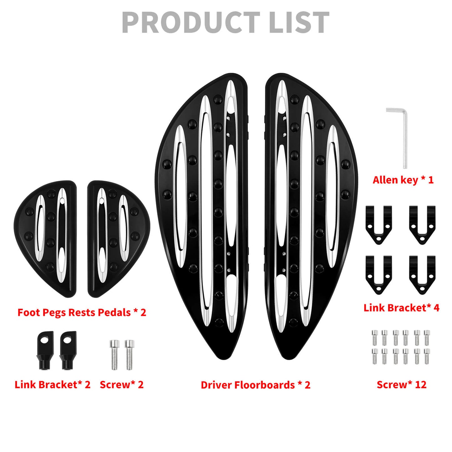 ZH000121 HCmotorku_ CNC Black Footboards Set Front Rear Floorboards for Harley Softail Touring Produt List