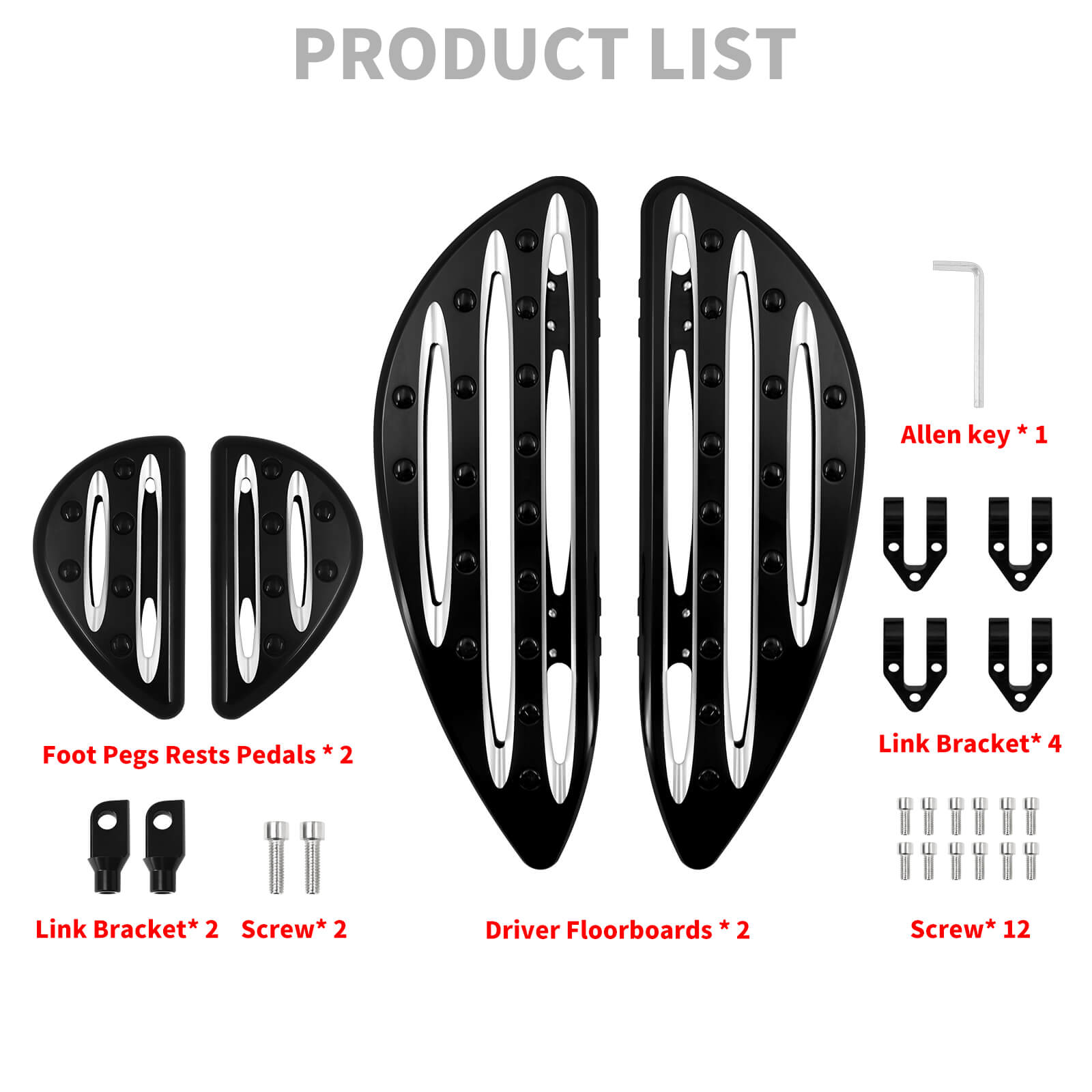 ZH000121 HCmotorku_ CNC Black Footboards Set Front Rear Floorboards for Harley Softail Touring Produt List