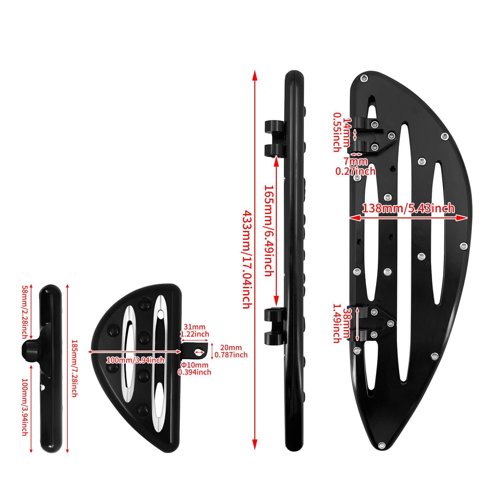 ZH000121 HCmotorku_ CNC Black Footboards Set Front Rear Floorboards for Harley Softail Touring Size