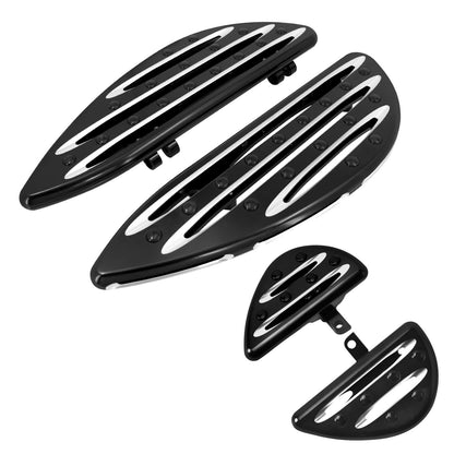 ZH000121 HCmotorku_ CNC Black Footboards Set Front Rear Floorboards for Harley Softail Touring