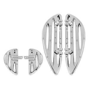 ZH000251_HCmotorku_ Chrome Floorboards Set Rider Passenger Footboards Footpegs for Harley Softail Touring