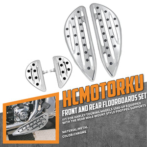 ZH000251_HCmotorku_ Chrome Floorboards Set Rider Passenger Footboards Footpegs for Harley Softail Touring