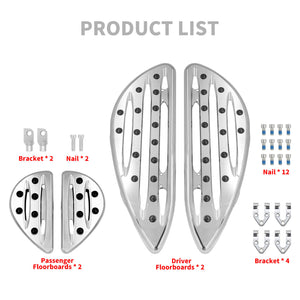 ZH000251_HCmotorku_ Chrome Floorboards Set Rider Passenger Footboards Footpegs for Harley Softail Touring Product List