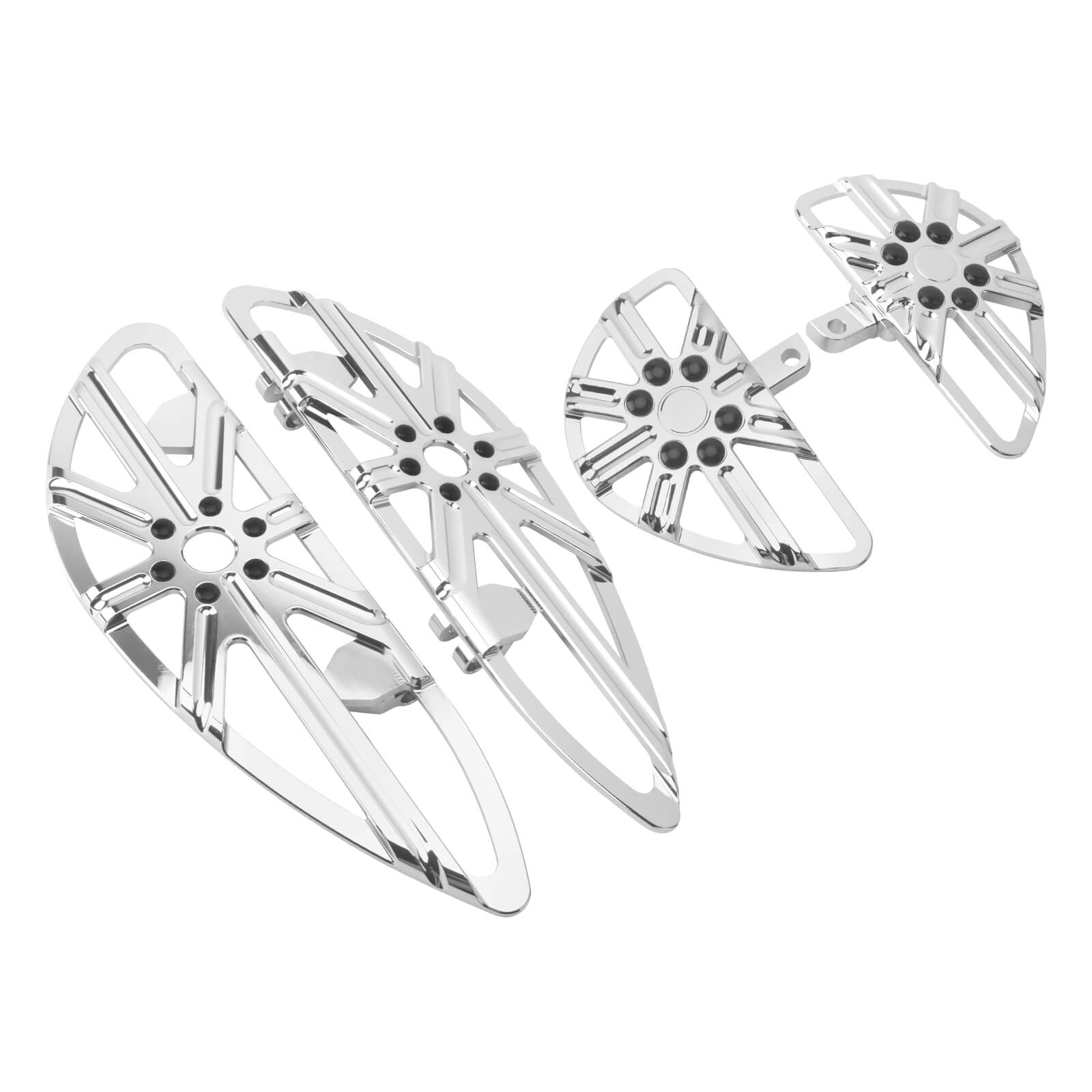 ZH000862_HCmotorku_Chrome Front and Rear Footboards Floorboards Set for Harley Softail