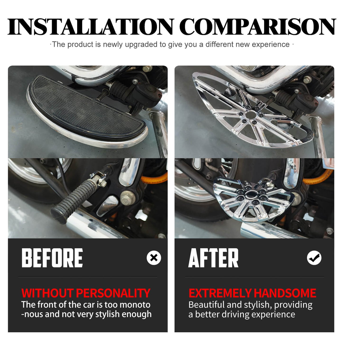 ZH000862_HCmotorku_Chrome Front and Rear Footboards Floorboards Set for Harley Softail