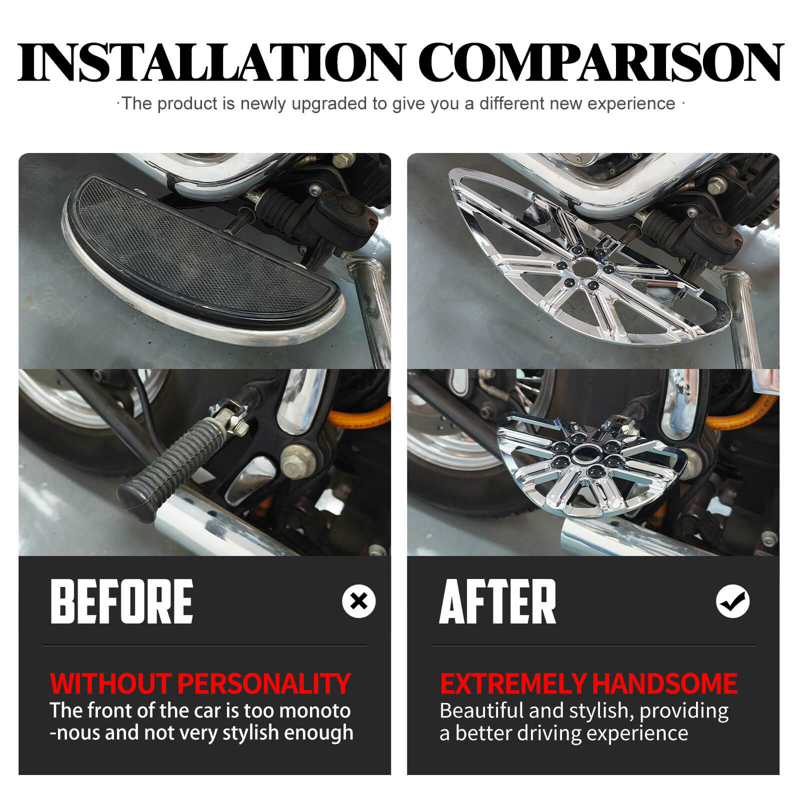 ZH000862_HCmotorku_Chrome Front and Rear Footboards Floorboards Set for Harley Softail