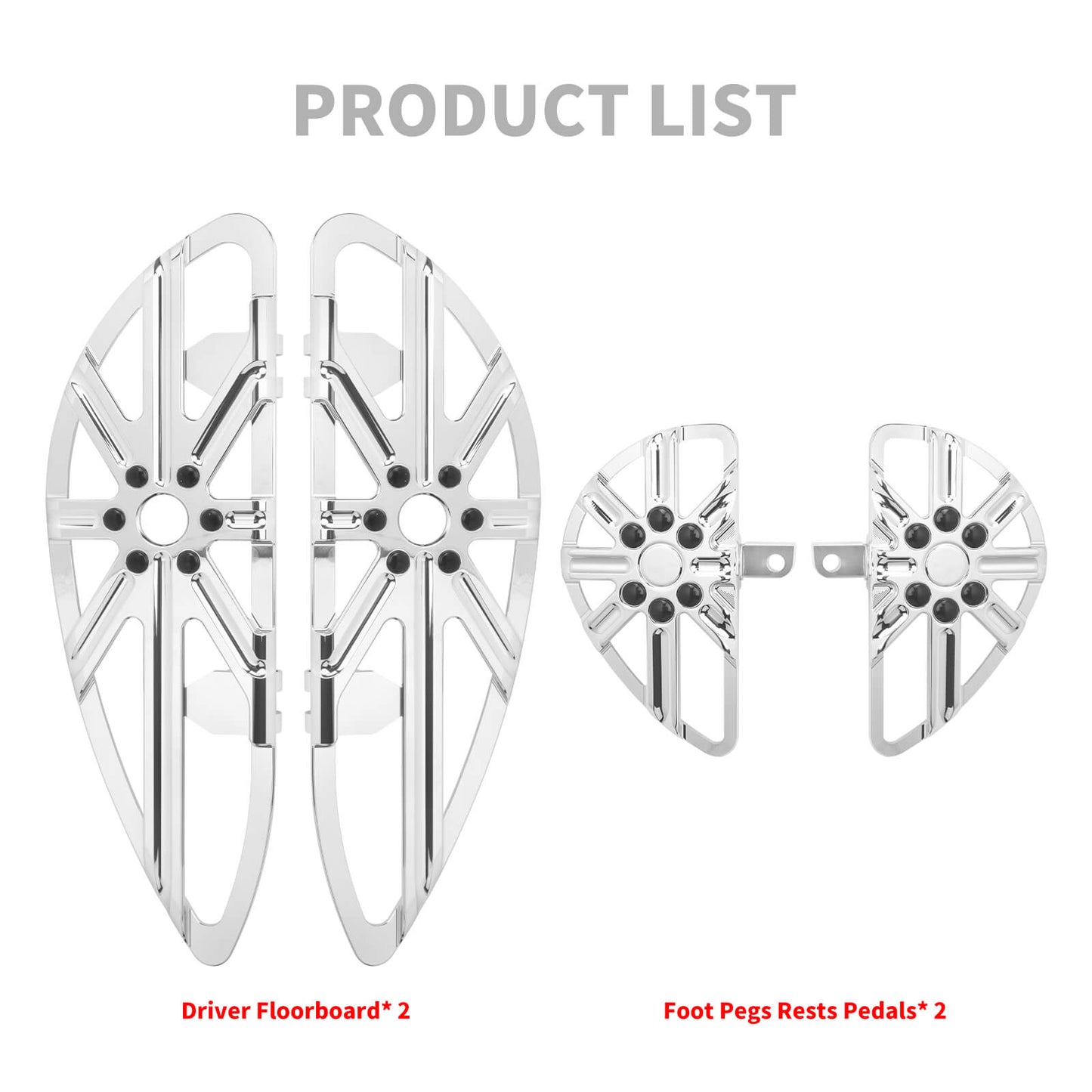 ZH000862_HCmotorku_Chrome Front and Rear Footboards Floorboards Set for Harley Softail Product List