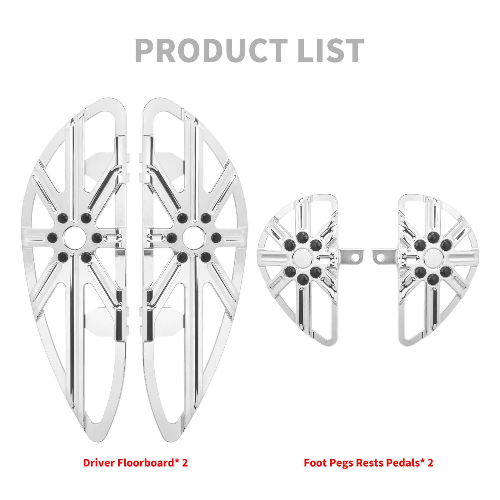 ZH000862_HCmotorku_Chrome Front and Rear Footboards Floorboards Set for Harley Softail Product List