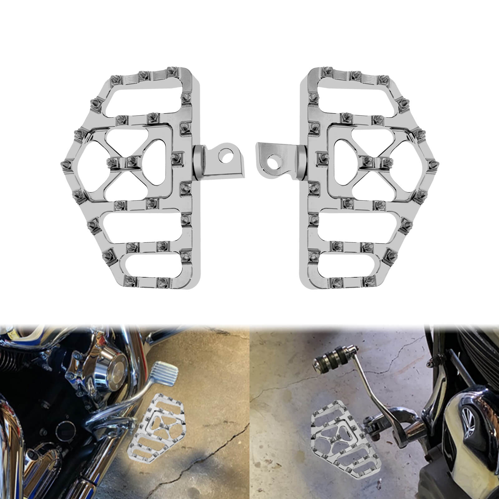 ZH001022 HCmotorku Mx Style Shift linkage Floorboards Brake Pedal Cover Kit Chrome Fit For Harley Touring Softail