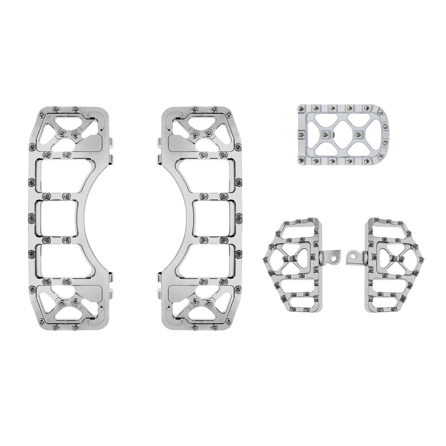 ZH001023 HCmotorku Mx Style Floorboards Brake Pedal Cover Kit Chrome Fit For Harley Touring Softail