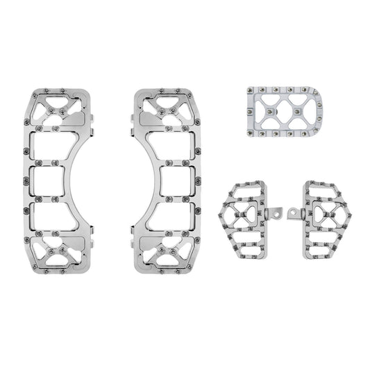 ZH001023 HCmotorku Mx Style Floorboards Brake Pedal Cover Kit Chrome Fit For Harley Touring Softail