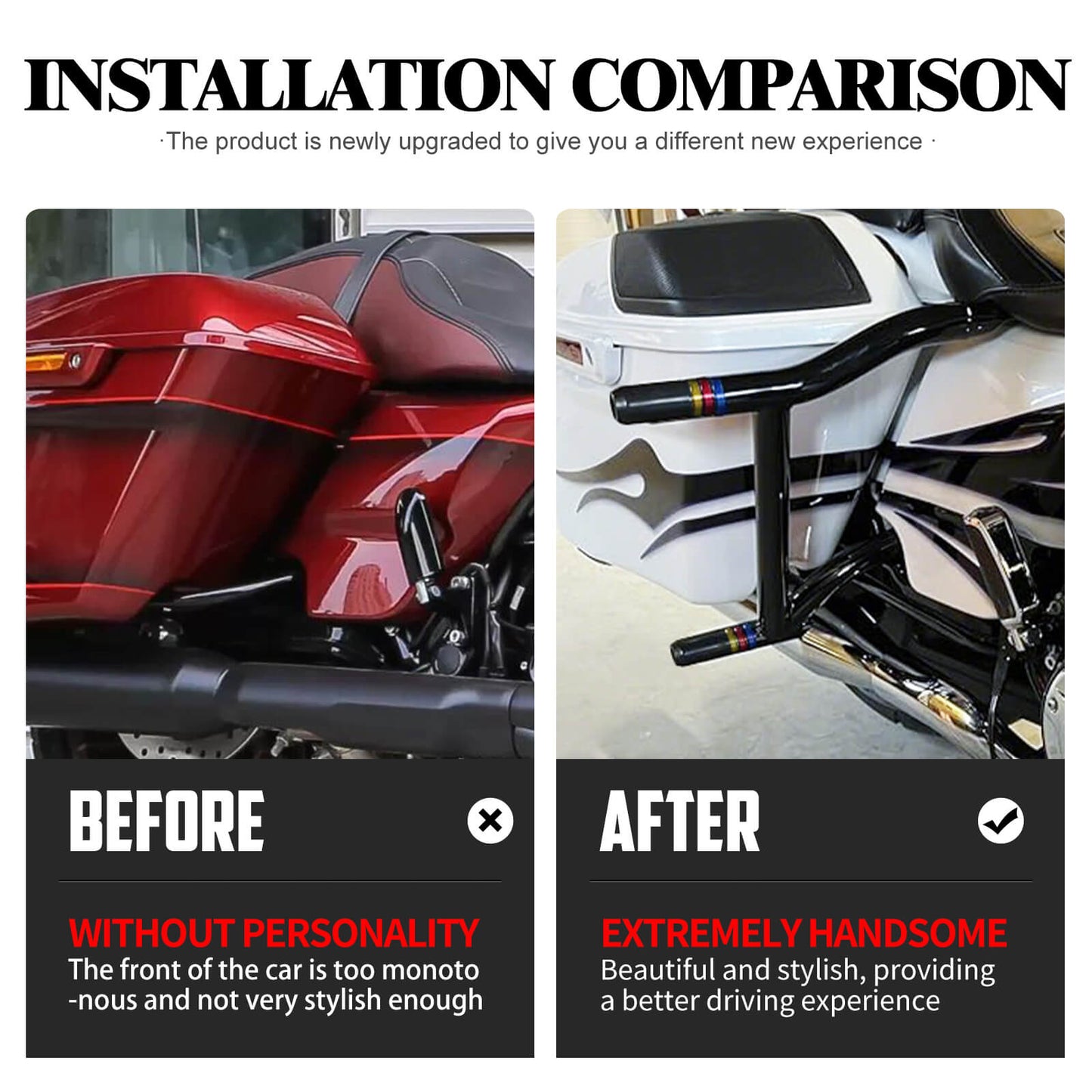 ZHBR0001_HCmotorku_Saddlebag Guard Crash Bar with Colorful Washers for Harley Touring ‘09-Up