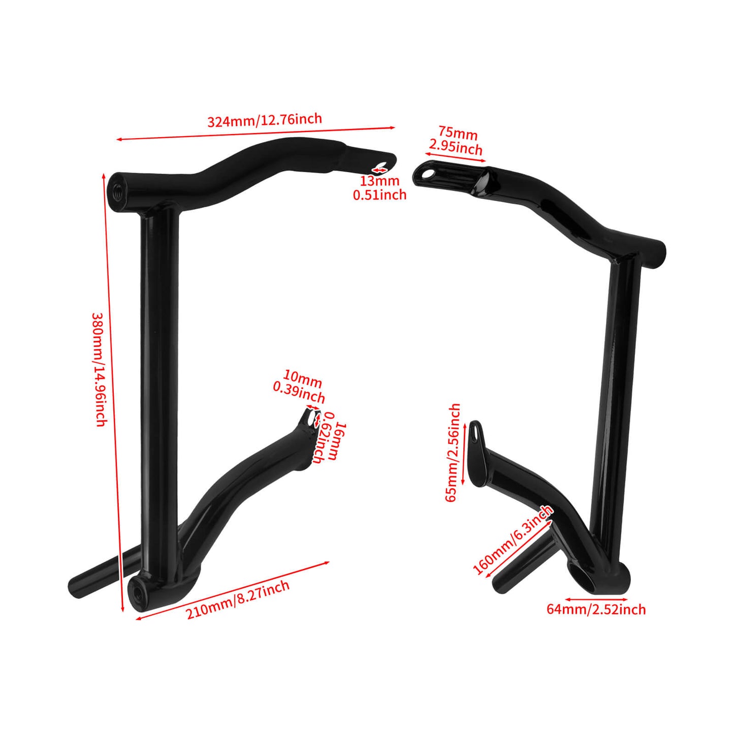 ZHBR0001_HCmotorku_Saddlebag Guard Crash Bar with Colorful Washers for Harley Touring ‘09-Up Size