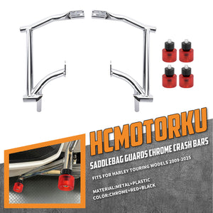 ZHFR0005_HCmotorku_Saddlebag Guard Crash Bar with Red Guard Balls for Harley Touring ‘09-Up