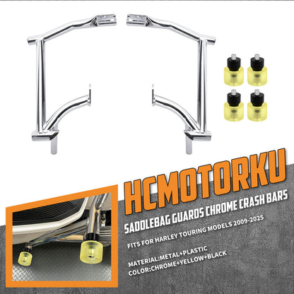 ZHFR0007_HCmotorku_Saddlebag Guard Crash Bar with Yellow Guard Balls for Harley Touring ‘09-Up
